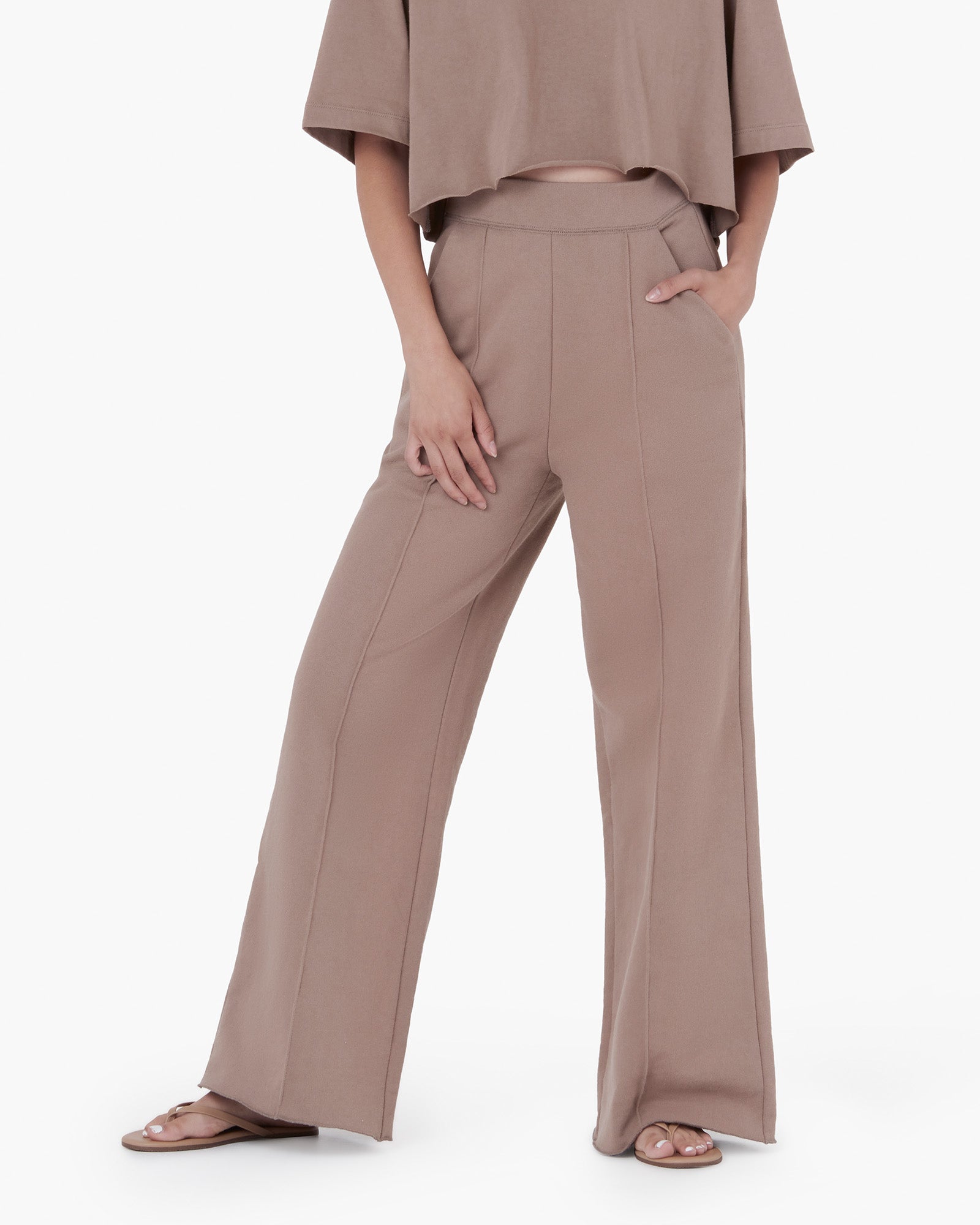 Grey Women's's's's's's's's's's's's's's's's's's's's's's TKEES Raw Edge Wide Leg Pants | OXTKFD528